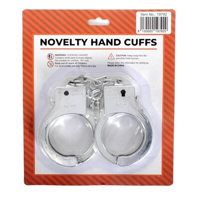 Novelty Plastic Silver Hand Cuffs with Keys 