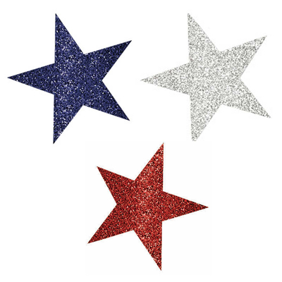 Patriotic America Glittered Stars Cutouts Decorations (Pk 10)