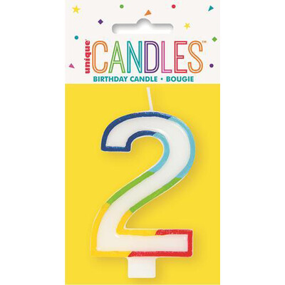 Number 2 Rainbow Birthday Cake Candle Pk 1