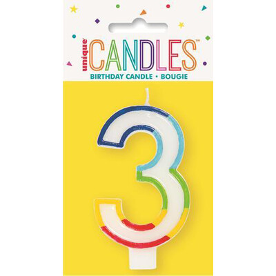 Number 3 Rainbow Birthday Cake Candle Pk 1