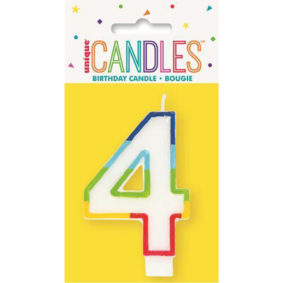 Number 4 Rainbow Birthday Cake Candle Pk 1