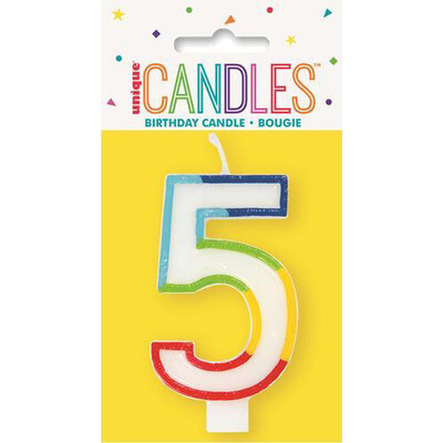 Number 5 Rainbow Birthday Cake Candle Pk 1