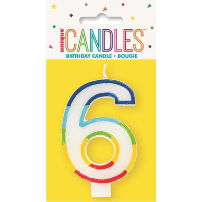 Number 6 Rainbow Birthday Cake Candle Pk 1