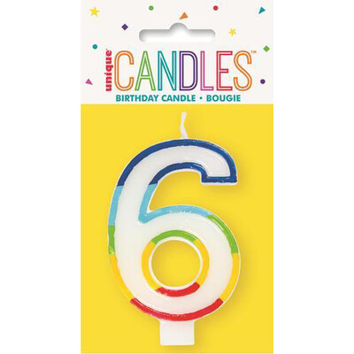 Number 6 Rainbow Birthday Cake Candle Pk 1