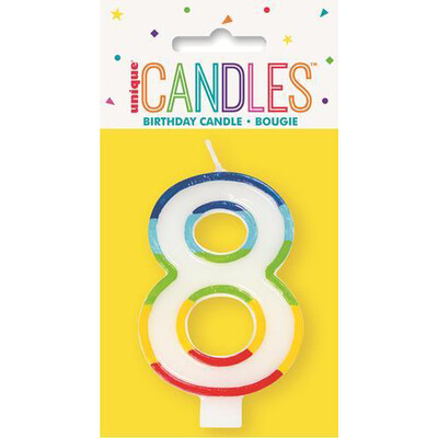 Number 8 Rainbow Birthday Cake Candle Pk 1