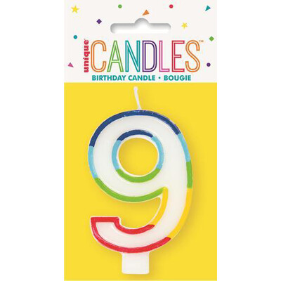 Number 9 Rainbow Birthday Cake Candle Pk 1