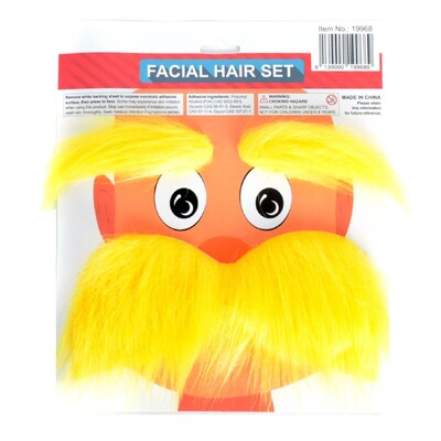Yellow Bushy Eyebrows & Oversized Fluffy Moustache Set | Ages 8+