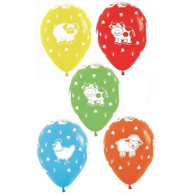 Barnyard Farm Animals 30cm Latex Balloons (Pk 12)