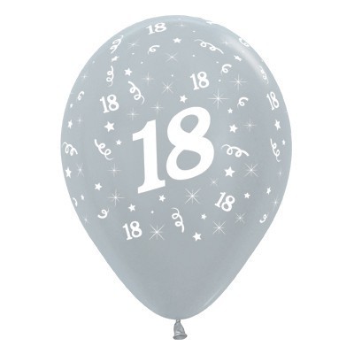Metallic Silver 18 12in. Latex Balloons Pk 6