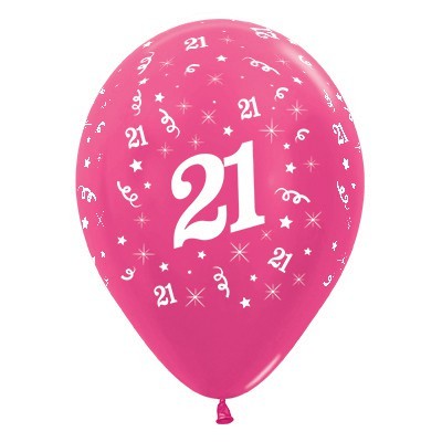 Metallic Fuchsia Pink 21 12in. Latex Balloons Pk 6