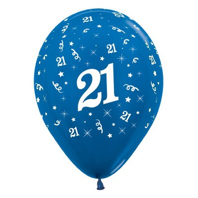 Metallic Blue 21 12in. Latex Balloons Pk 6