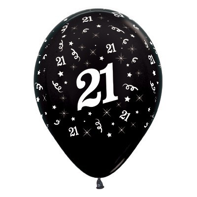 Metallic Black 21 12in. Latex Balloons Pk 6