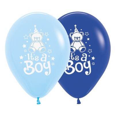 It's a Boy Blues Teddy 12in. Latex Balloons Pk 6