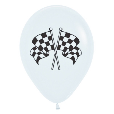 Fashion White Race Flags 30cm Latex Balloons (Pk 25)