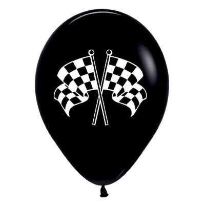 Fashion Black Race Flags 30cm Latex Balloons (Pk 25)