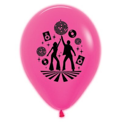 Neon Fuchsia Pink Disco Latex Balloons Pk 6