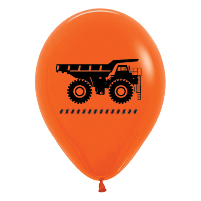 Fashion Orange Construction Truck 30cm Latex Balloons (Pk 12)