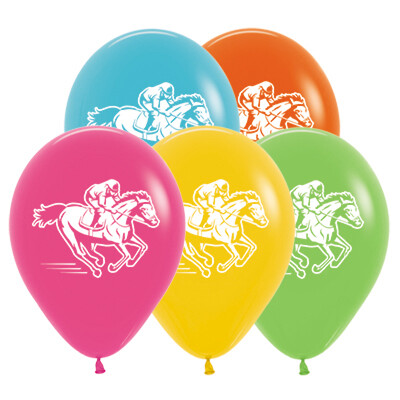 Assorted Tropical Colour Horse Racing 30cm Latex Balloons Pk 10