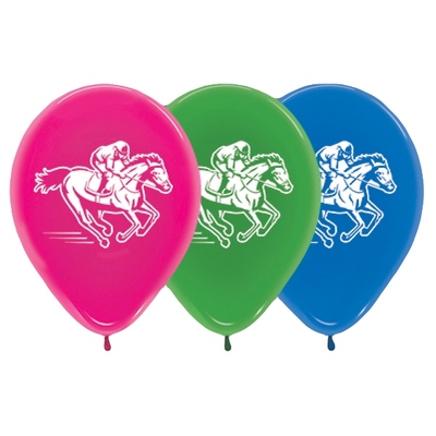 Assorted Colour Crystal Horse Racing Latex Balloons 30cm (Pk 10)