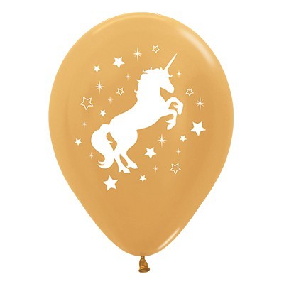 Metallic Gold Unicorn 12in. Latex Balloons Pk 6