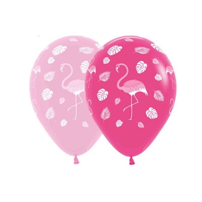 Assorted Pinks Flamingo 30cm Latex Balloons Pk 12