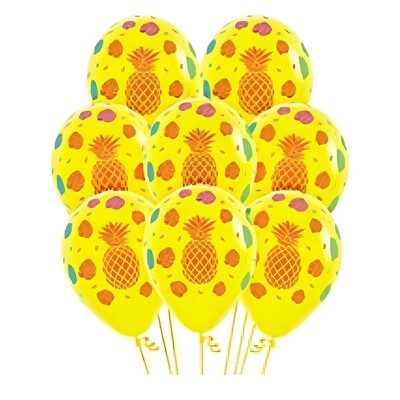 Tropical Hawaiian Latex Balloons 12 Inch 30cm Pack of 25 Pineapple Monstera