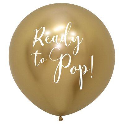 Gold Ready To Pop Latex Balloon (24in, 60cm)