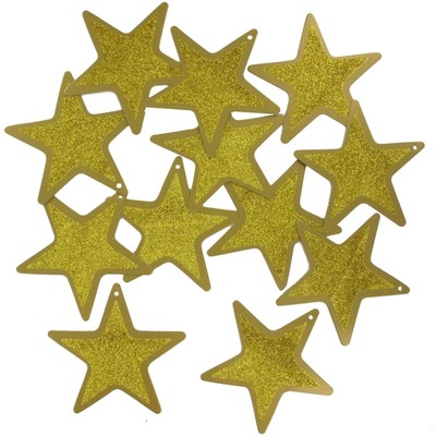 Gold Glitter Stars - 10cm (4in) Pk12 