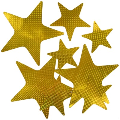 Party Decoration - Gold Laser Stars (Assorted Sizes) Pk9 
