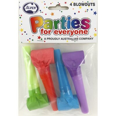 Assorted Party Blowouts Pk4 (Assorted Designs)
