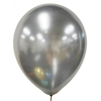 Silver Chrome Latex Balloons 30cm (Pk 50)