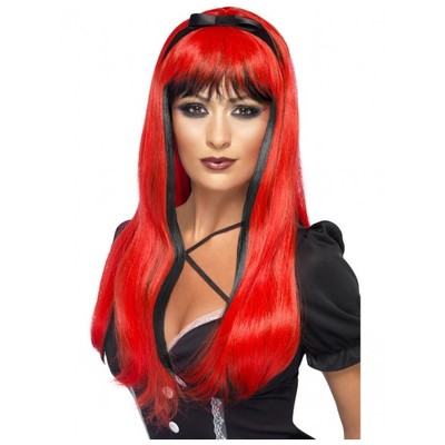 Halloween Red & Black Long Bewitching Wig Pk 1