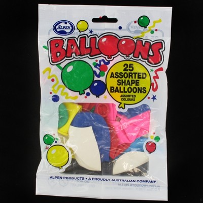 Balloons Assorted Shapes & Colours Pk25 