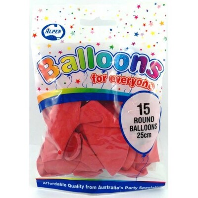 Balloons Standard 25cm Red Pk15 