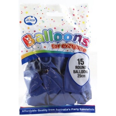 Balloons Standard 25cm Blue Pk15 