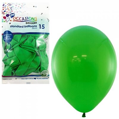 Balloons Standard 25cm Green Pk15 