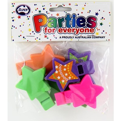 Party Favours - 2 Tone Star Whistles Pk 6