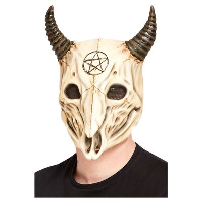 Full Head Satanic Ram Skull Latex Mask with Horns