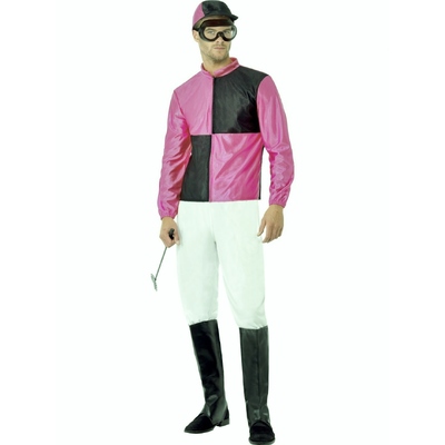 Adult Mens Pink & Black Jockey Costume (Medium, 38-40in)