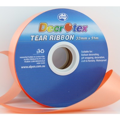 Orange Tear Ribbon (32mm x 91m) Pk 1 