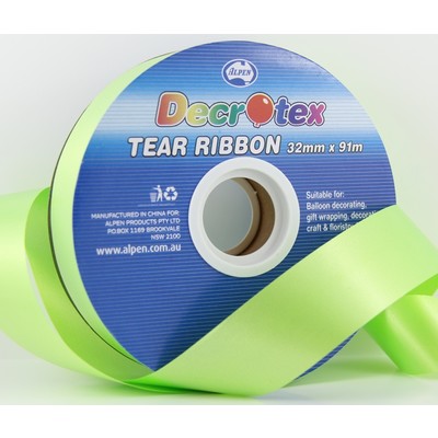 Lime Green Tear Ribbon (32mm x 91m) Pk 1