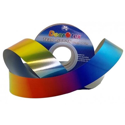 Metallic Rainbow Ombre Tear Ribbon 32mm x 45m