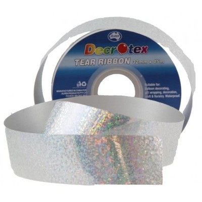 Holographic Silver Tear Ribbon (32mm x 45m) Pk 1