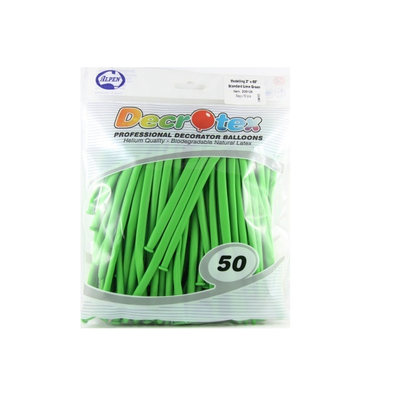 Lime Green Modelling Balloons Pk 50 