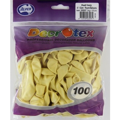 Pearl Ivory 5in (12cm) Latex Balloons Pk 100 