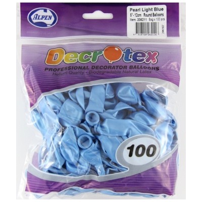 Pearl Light Blue 5in (12cm) Latex Balloons Pk 100 