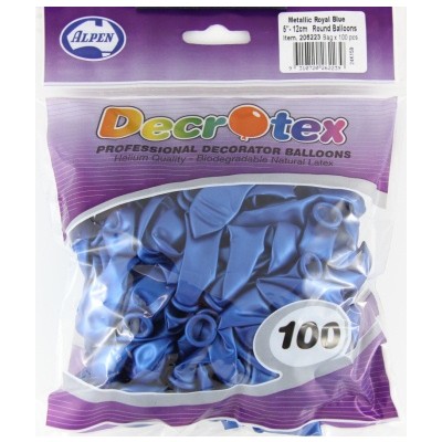 Metallic Royal Blue 5in (12cm) Latex Balloons Pk 100 