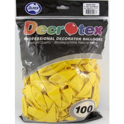 Standard Yellow Latex Balloons (12in - 30cm) Pk 100