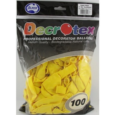 Crystal (See-Through) Yellow Latex Balloons (12in - 30cm) Pk 100