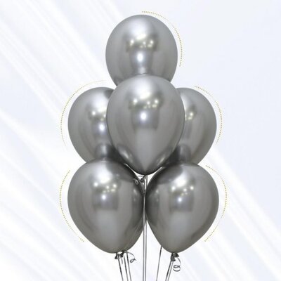 Silver Reflex/Chrome Latex Balloons (12in, 30cm) Pk 50